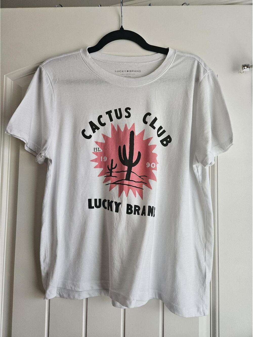 Lucky Brand Cactus Club Graphic T-Shirt Large White Summertime Vibes